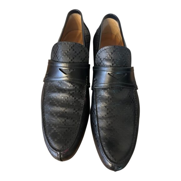 Gucci Hilary Lux Diamante Black Leather Men's Loafers 8 1/2 - Picture 2 of 4